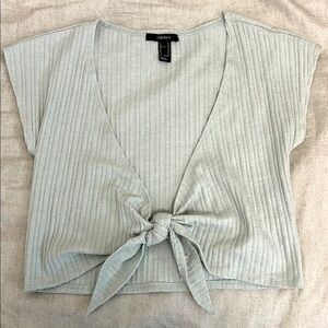 Forever 21 Pastel Teal Wrap Tie Crop Top